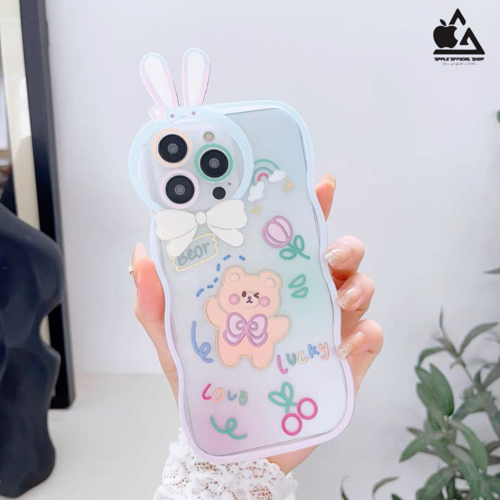 Luxury Softcase Lucu 3D Ear Bunny Motif iPhone 11 PRO MAX 12 PRO MAX XR XS MAX 7 8+ 7+ 8 SE 2 SE3  Soft Case Motif 4D Rabbit Hello Kitty HelloKitty Kuromi Disney Camera Protector Protection Silikon Silicone Jelly Hardcase