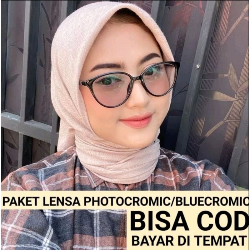 KACAMATA WANITA LENSA BLUECROMIC PHOTOCROMIC BLUERAY FRAME 608