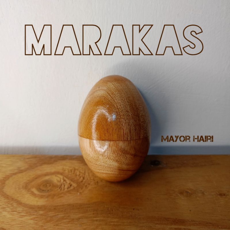 Marakas Kecrekan Bahan Kayu warna Natural Vernis