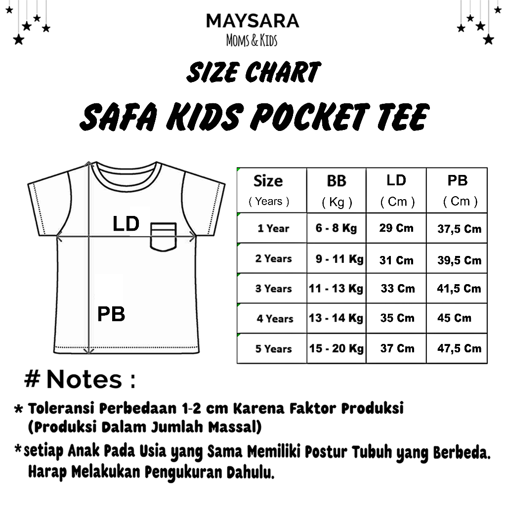 Kaos Anak Laki-Laki Perempuan Safa Kids Pocket Tee 4-6 Tahun