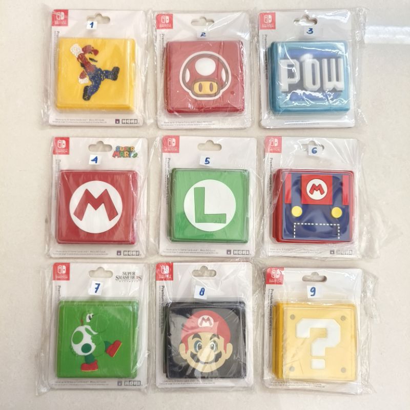 Game Card Case Nintendo Switch Cartridge Storage HORI Mario Bros Yoshi Luigi Super Power Question Mark Jamur