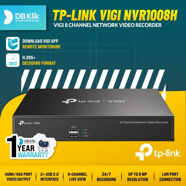 Network Video Recorder Tp-Link Vigi NVR1008H 8 Channel - Tl-Nvr1008h