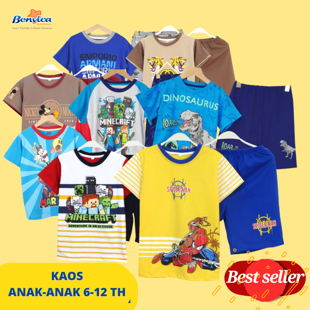 BAJU TIDUR ANAK LAKI LAKI SETELAN BAJU RUMAH REMAJA DEWASA KAOS  6 SAMPAI 12 TAHUN