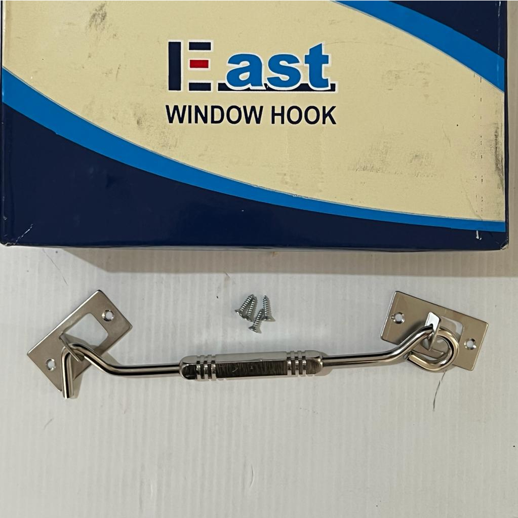 [24PCS] Hak Angin Penahan Jendela Chrome Tebal Bulat Kotak EAST 8 Inch