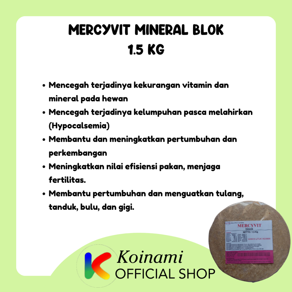 Mercyvit Mineral Blok 1,5 kg - Mineral Sapi - Vitamin Sapi - Mineral Kambing - Mineral Domba