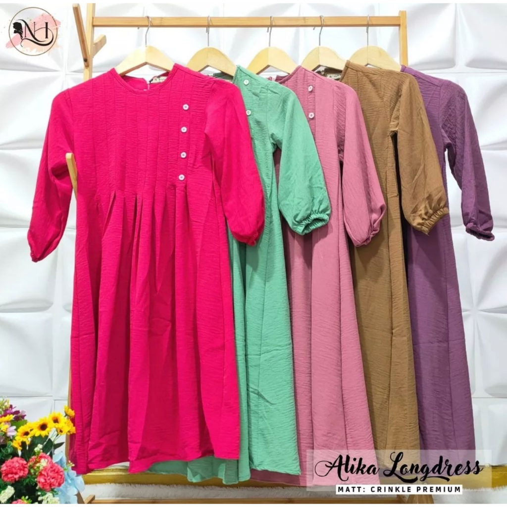 PROMO-GAMIS ANAK PEREMPUAN PREMIUM GAMIS ALIKA LONGDRES BAHAN KRINKLE AIRFLOW UMUR 3-12 TAHUN BAJU ANAK PAKAIAN ANAK DRES PREMPUAN TERBARU