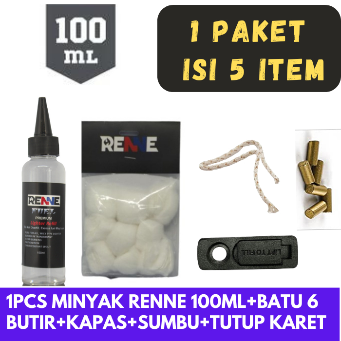 PAKET HEMAT - MINYAK ISI ULANG KOREK API PLUS KAPAS ZORRO PLUS SUMBU PLUS BATU ZIPPO PLUS FELT