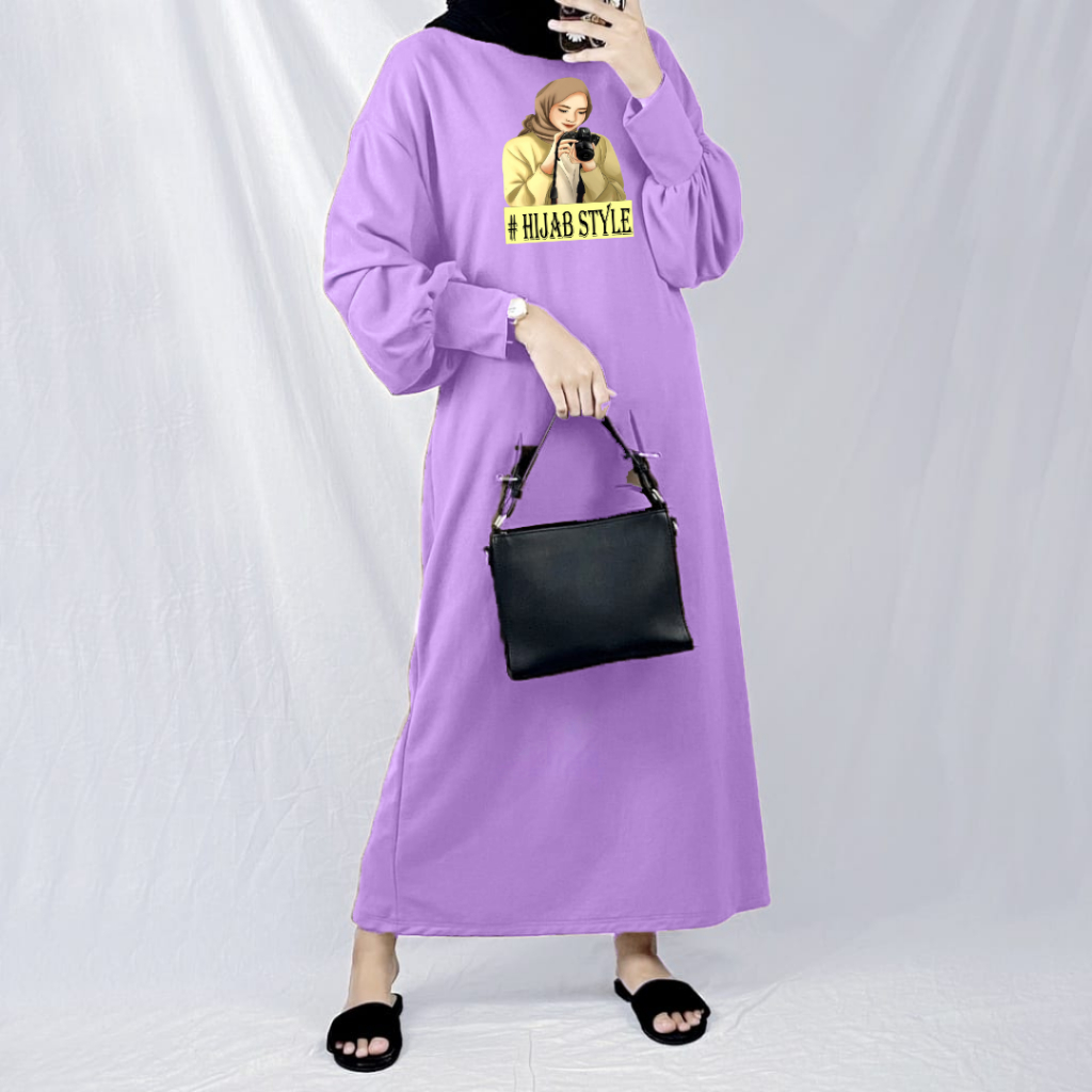 Gamis Lengan Balon Hijab Style Kamera / Gladys Dress fit to XL