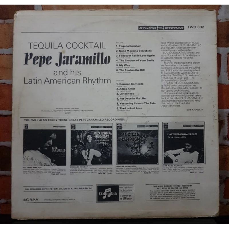 Vinyl Piringan Hitam 12 inch Pepe Jaramillo-Tequila Cocktail