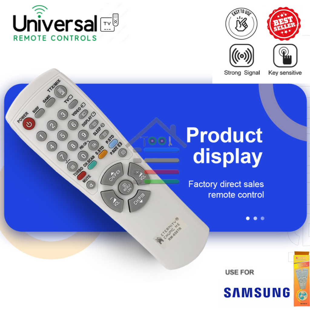 REMOTE SAMSUNG TV LCD LED MULTIFUNGSI UNIVERSAL TANPA SETTING RM658TR