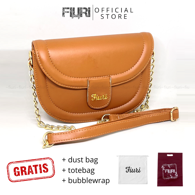 FIURI - UWI BAG CHERRYWOOD BROWN - TAS SELEMPANG WANITA HITAM - TAS TREND IMPORT KOREA MURAH - SLINGBAG CEWEK - OUTFIT OOTD FASHION WANITA LEBARAN HARI RAYA RAMADHAN