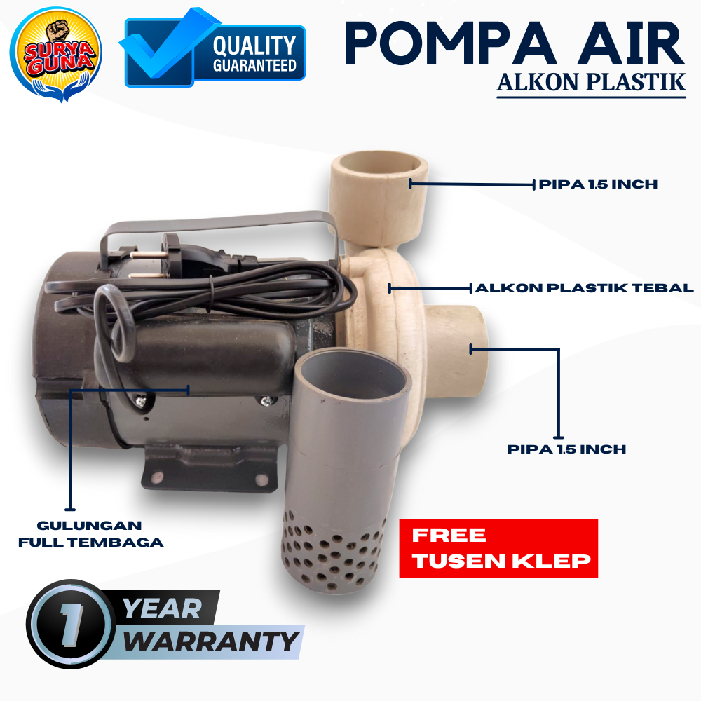Pompa Air Modifikasi Alkon Plastik Pipa 1.5 Dim Hemat Listrik Semburan Kencang Debit air Besar Untuk