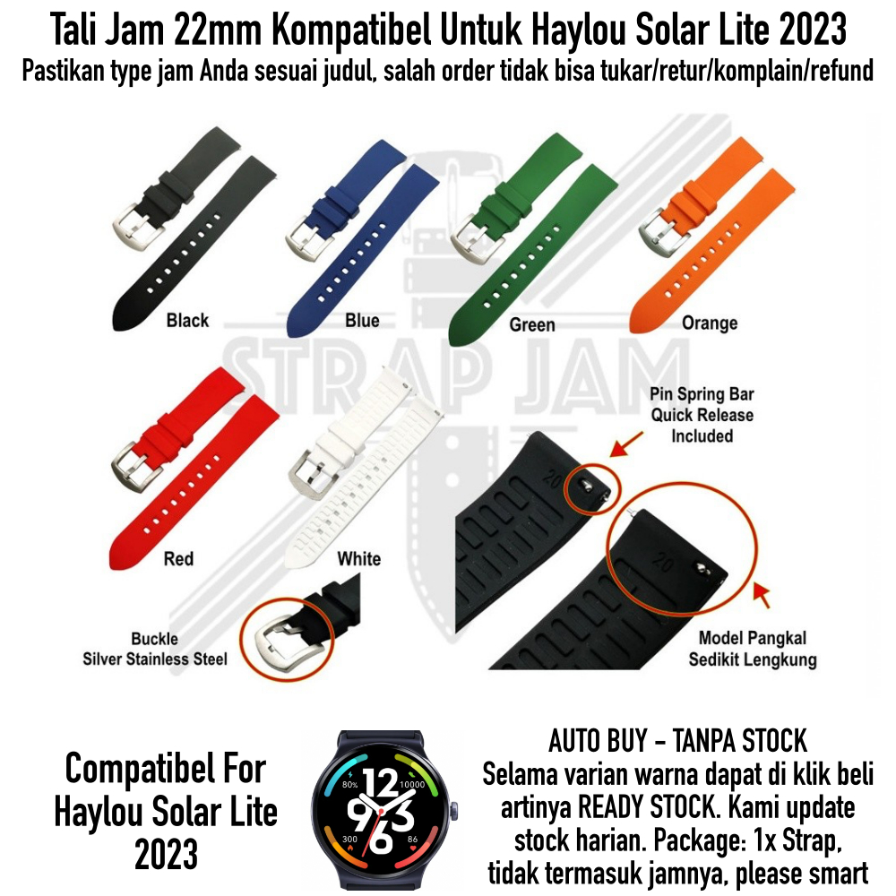 LKG Tali Jam Haylou Solar Lite 2023 - Strap 22mm Rubber Lengkung Quick Release