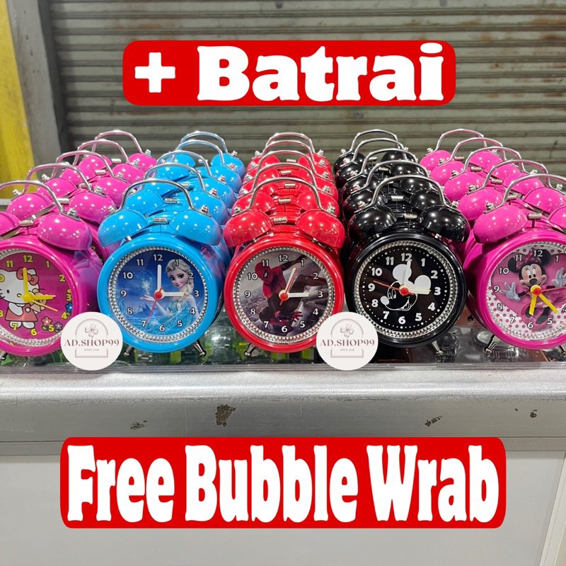 JAM WEKER ALARM KRING KECIL 8 cm JAM BEKER KARAKTER MICKEY MINNIE SOIDERMAN HELLO KITTY DORAEMON KER