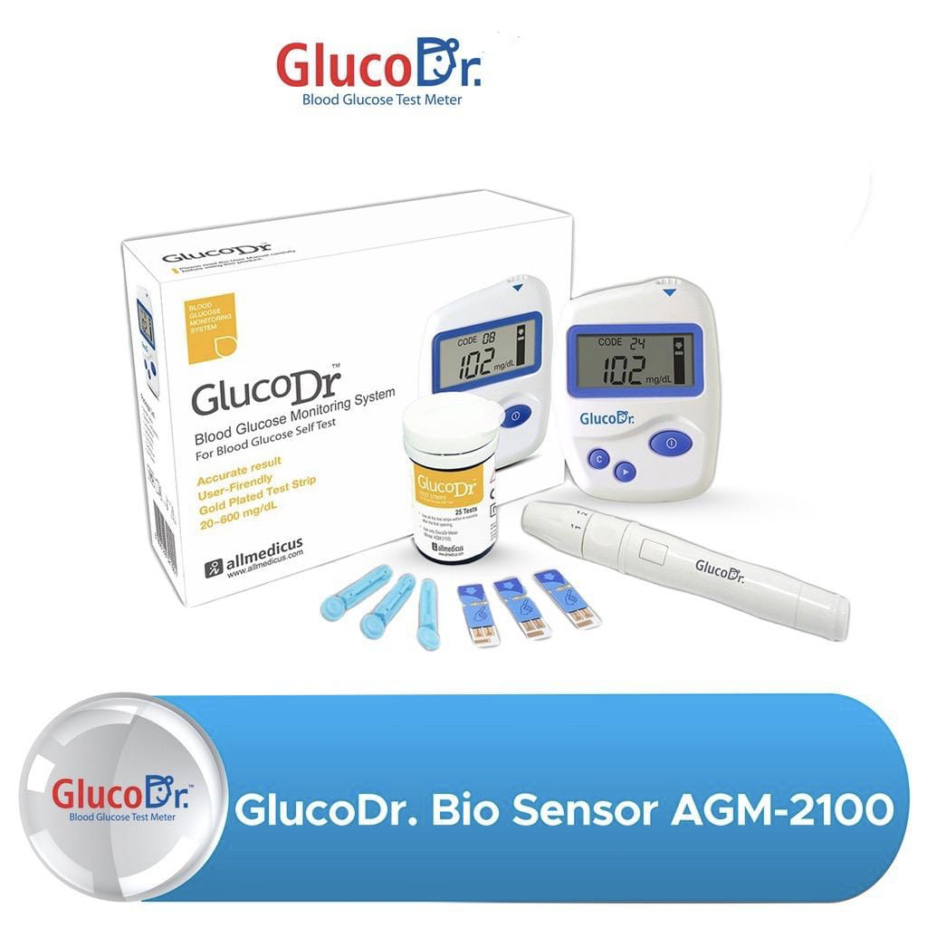 GLUCO DR ALAT CEK GULA DARAH BIO SENSOR AGM 2100 + STRIP GULA DARAH GLUCO DR ISI 25PCS