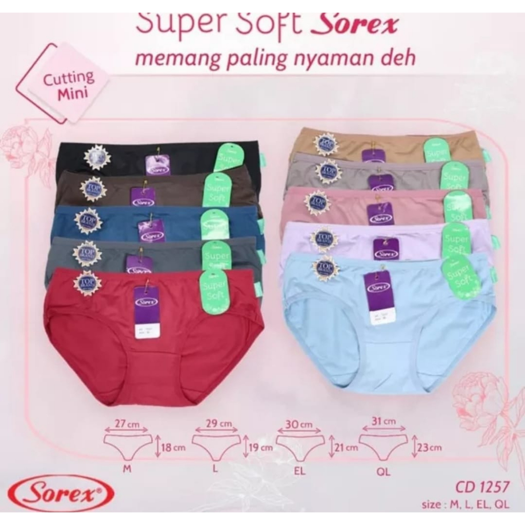 TERLARIS.... 3 PCS CELANA DALAM WANITA SOREX 1257 SUPER SOFT/HIGH QUALITY