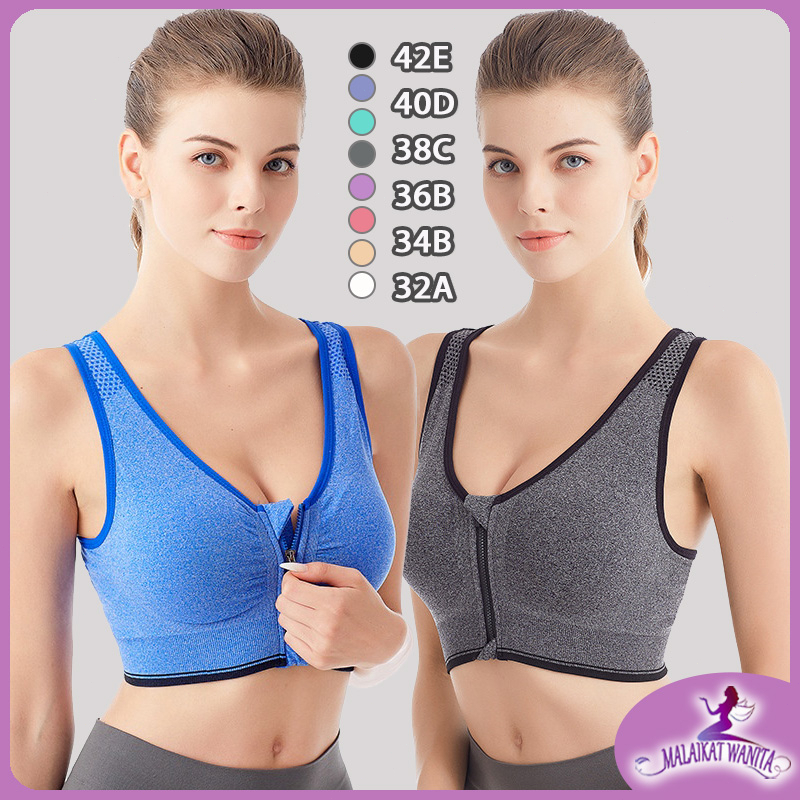 BH Olahraga Push Up Gym Bra Resleting Depan Dengan Bantalan Dada Fitness Zumba Senam Bra 2023