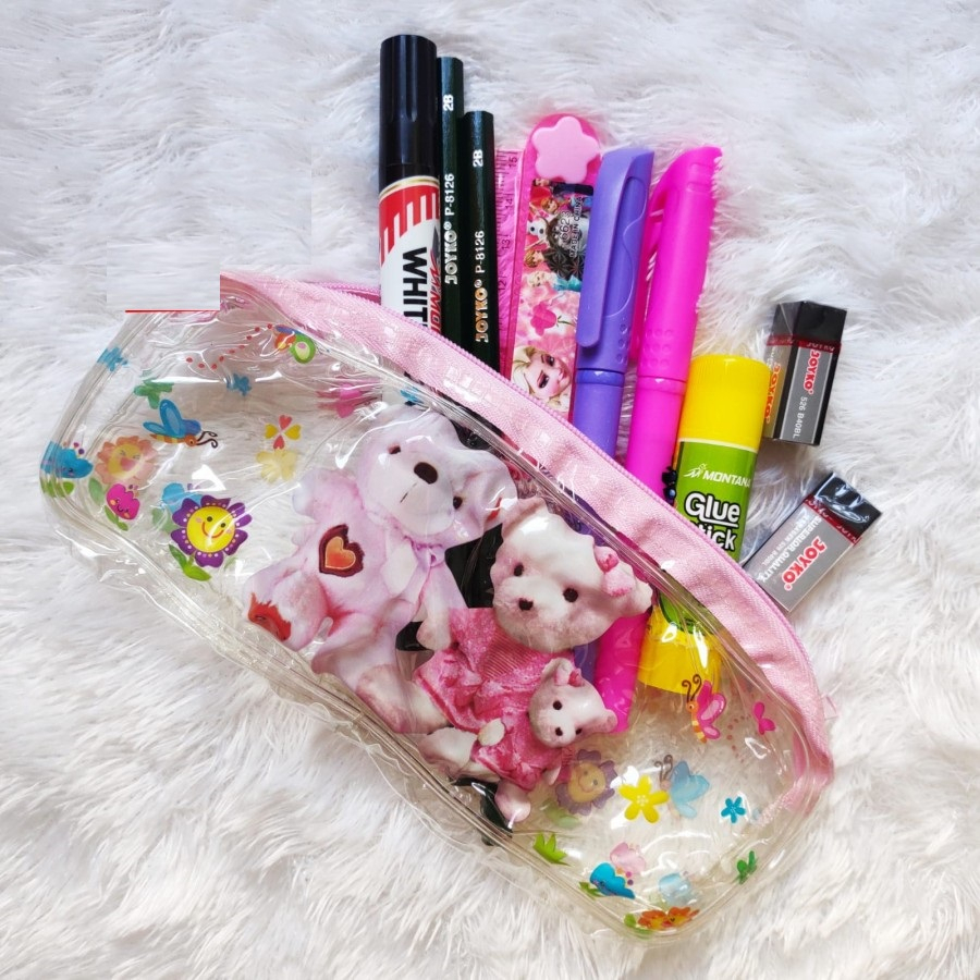 Tempat Pensil / Kotak Pensil Anak Sekolah Bahan Plastik Motif kartun cakep lucu / Stationery Murah Meriah Awet