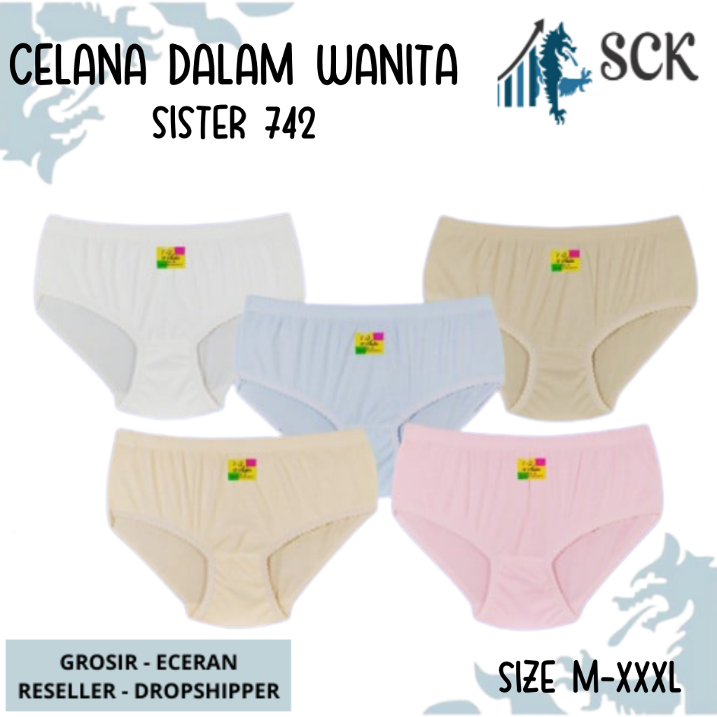 [ISI 1] CD Wanita SISTER 742 Pinggang Karet Polos Ukuran M-XXL