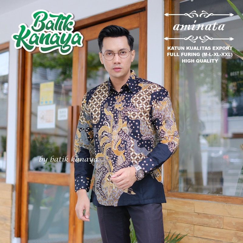 AMINATA Baju Batik Pria Berlapis Furing Bahan Katun Berkualitas Ekspor