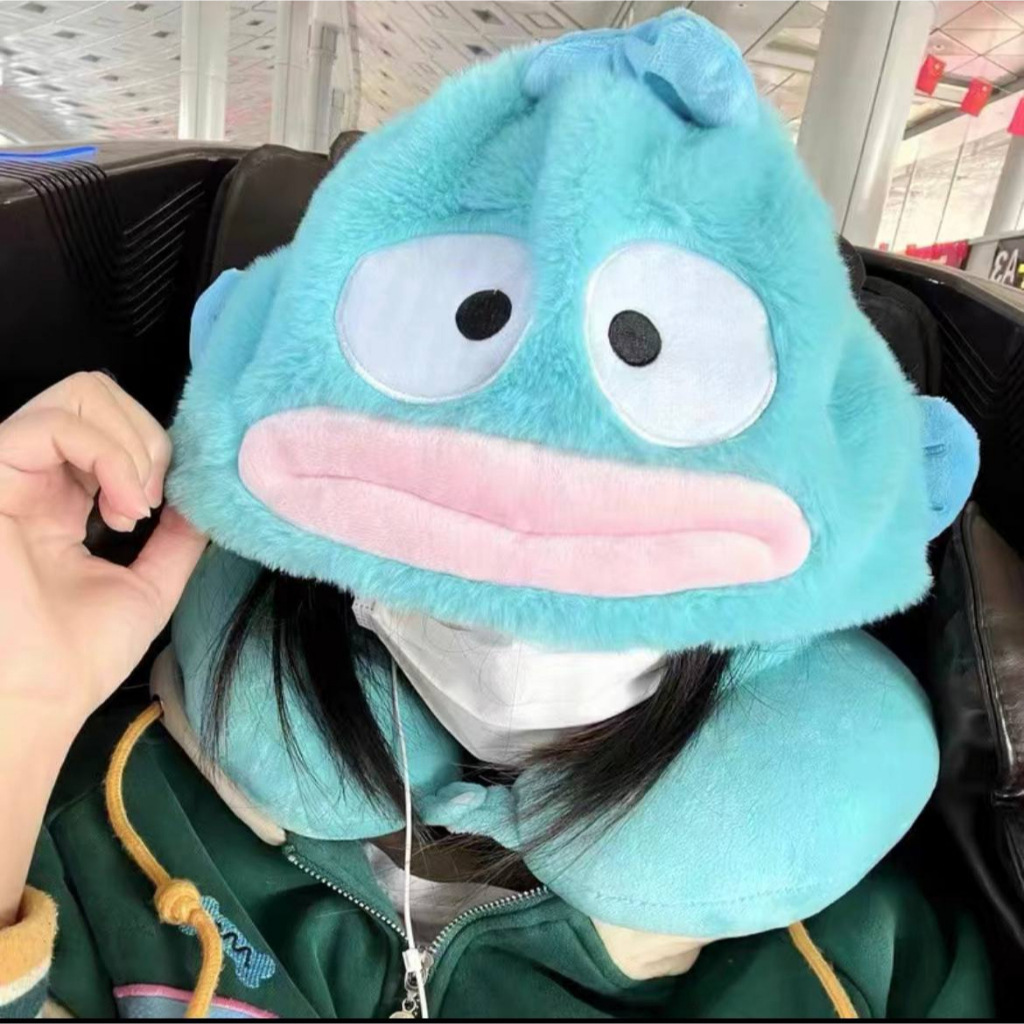 BANTAL LEHER HANGYODON IKAN BIRU BLUE FISH NECK PILLOW TRAVEL SHELLIE MAY STELLA LOU CINNAMOROLL KUROMI MELODY