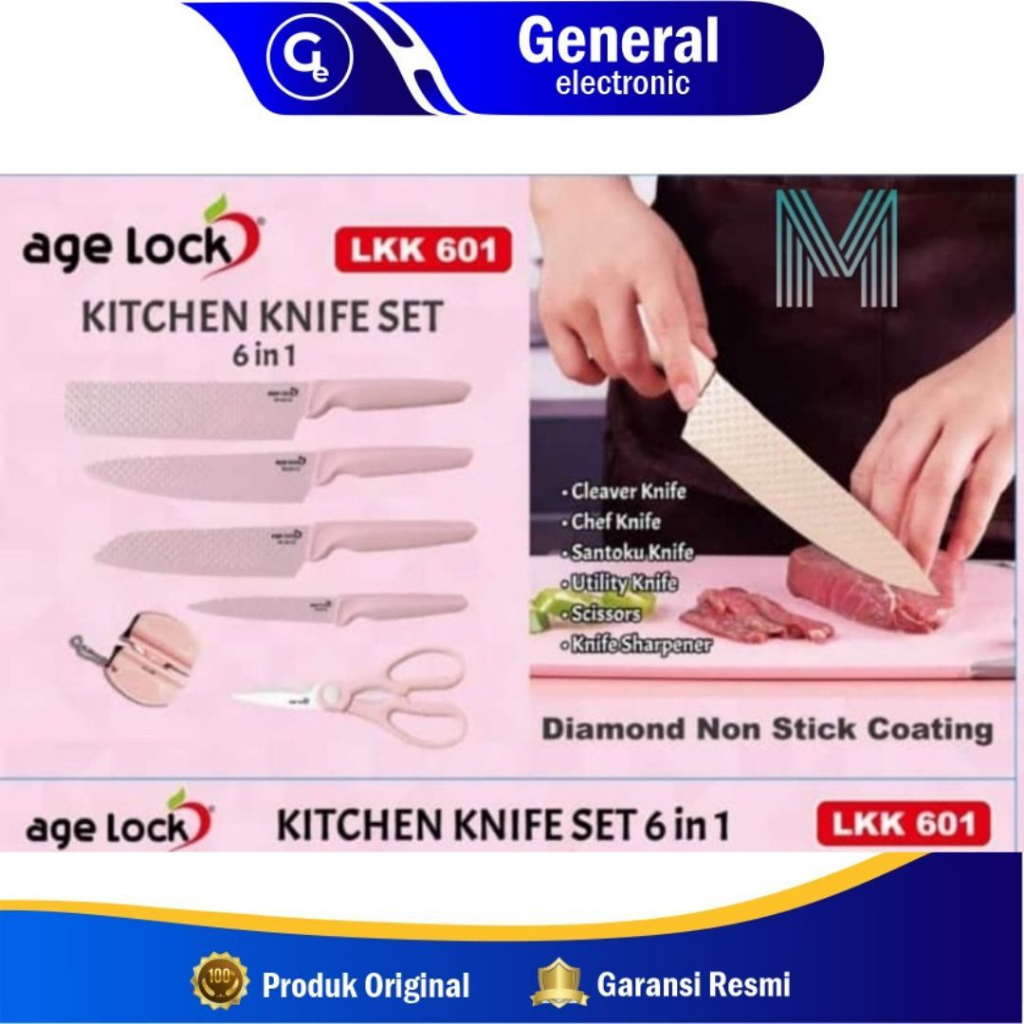 Age Lock Kitchen Knife Set 6 In 1 - Set Pisau Dapur Lengkap Anti Lengket