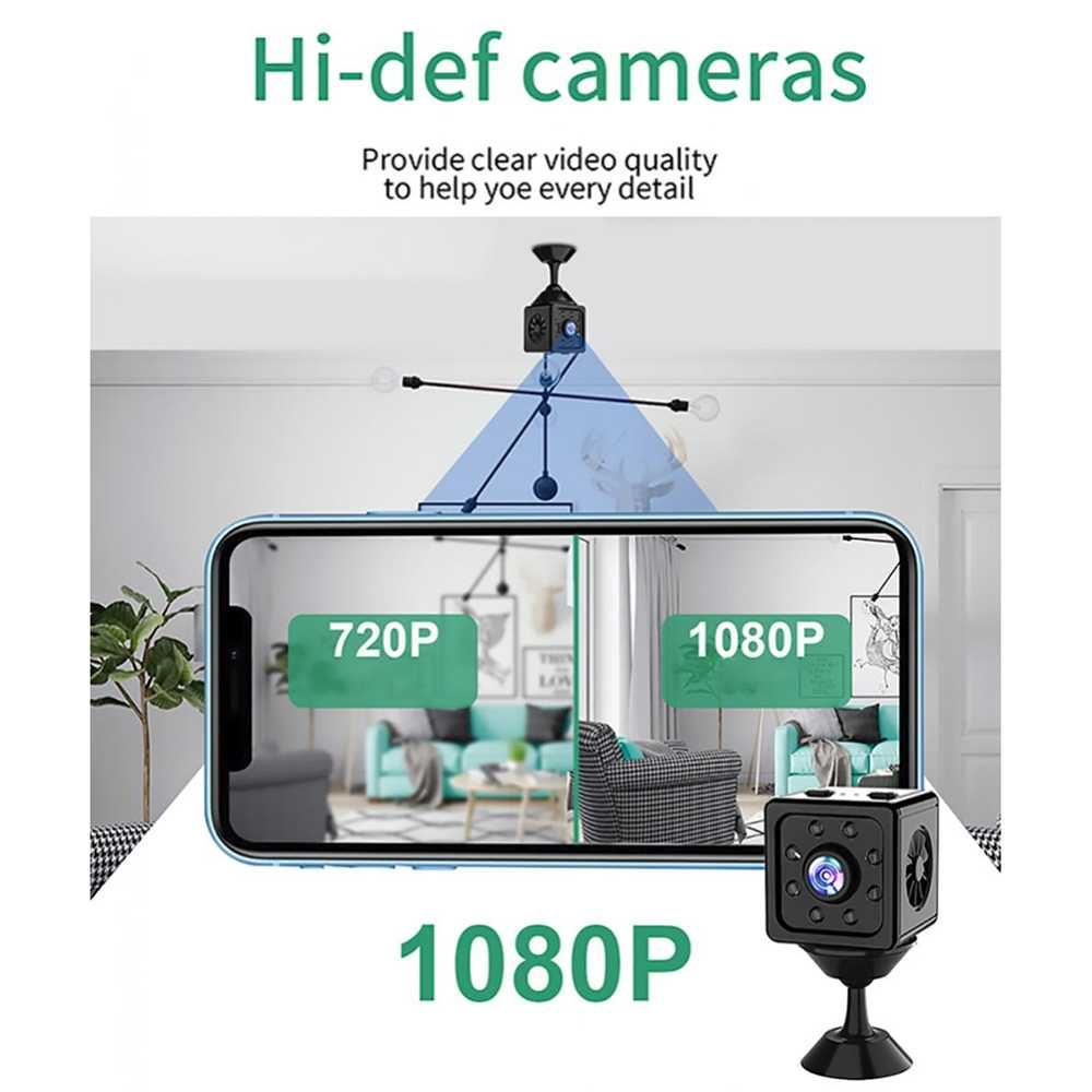 Mini WiFi IP Camera CCTV IR Sensor 1080P Kamera HD Koneksi Wifi Mode Malam Sensor IR Baterai Isi Ulang Berkualitas