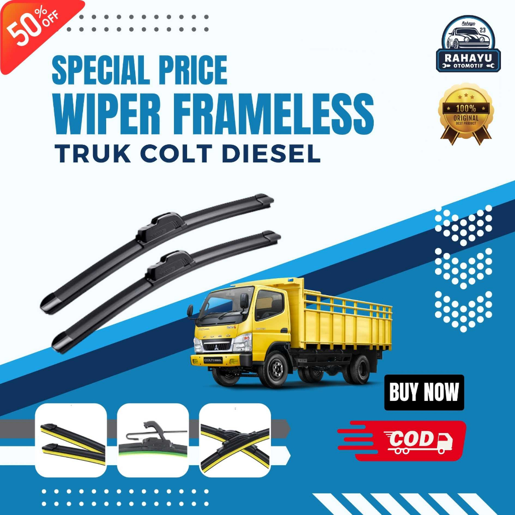 ( BERGARANSI ) Wiper Mobil Frameless Truk Colt Diesel Sepasang Isi 2 Pcs Kanan Kiri | Wiper Kaca Mob