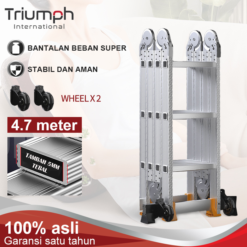 4.7M  Lipat setengah 2.3m Tangga Lipat Tangga Paduan Aluminium Rumah Tangga Multifungsi Tangga