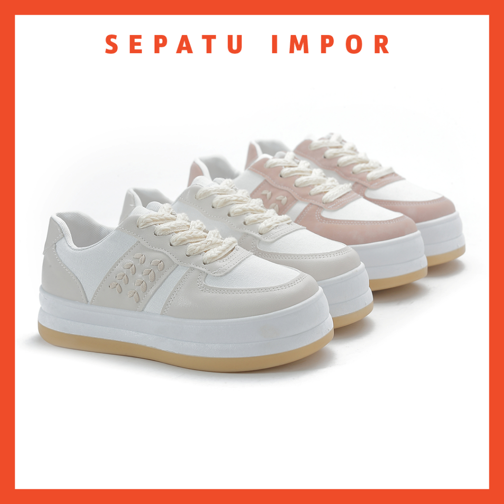 Dokter Sepatu Import – Sepatu Sneakers Wanita Shoes Import Viral Tali Kepang Ori 22306 - Free Kotak Sepatu!!! Sale!!!