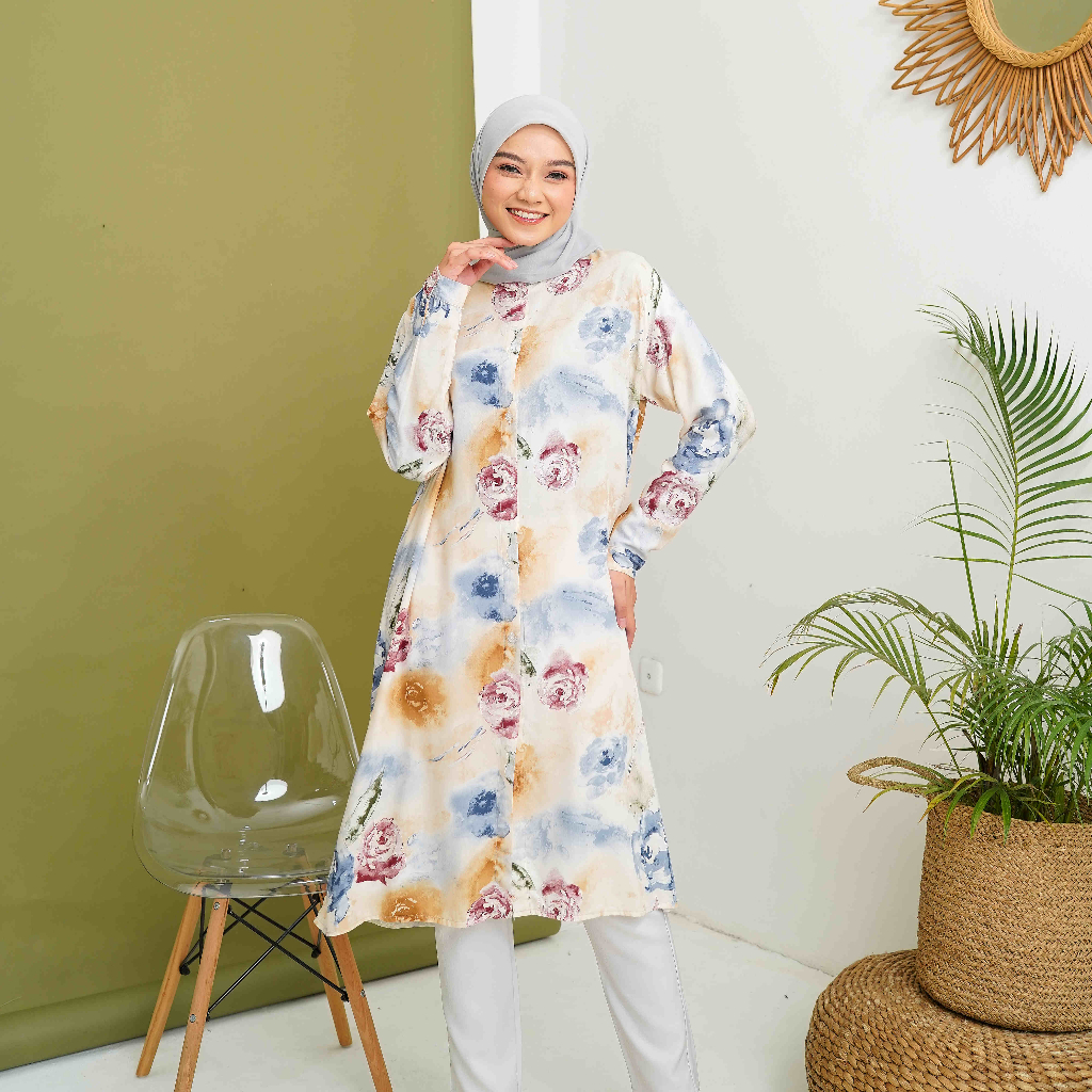 LONG TUNIK RAYON VISCOSE PREMIUM BUSUI/TUNIK RAYON MOTIF TERBARU SERI 1