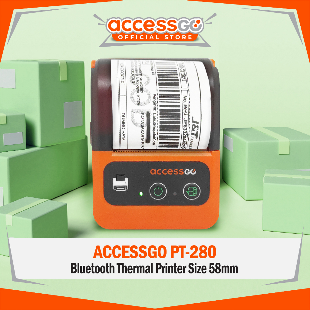 Accessgo Pocket 58mm Mini Printer Thermal Bluetooth Garansi Resmi 1 Tahun