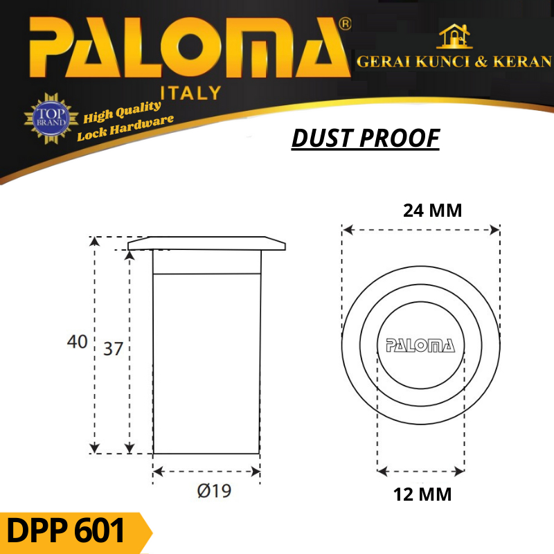 LUBANG GRENDEL TANAM PALOMA DPP 601 DUST PROOF GOLD PB EMAS