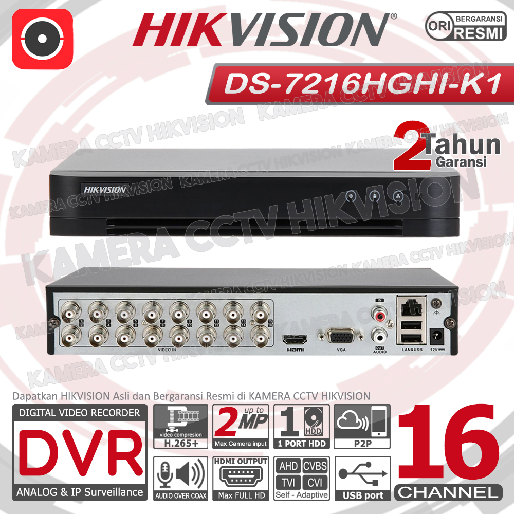 DVR HIKVISION RECORDER CCTV 2MP 16 CHANNEL TURBO HD 16CH