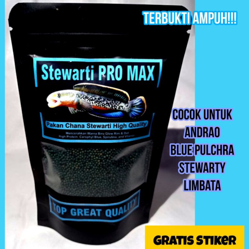 Pelet channa Stewarti Andrao blue pulchra limbata pakan progress
