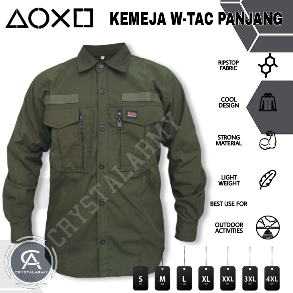 Kemeja Tactical W-TAC tangan Panjang Big Size/Baju Tactical/kemeja Lapangan PDL