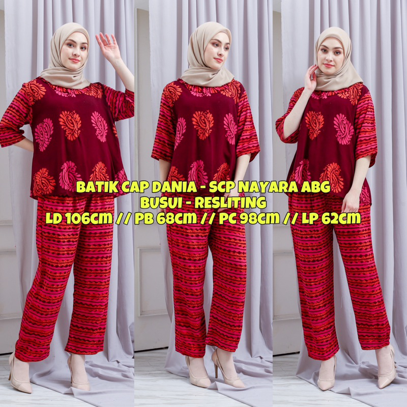 NYRABG027 l SETELAN CELANA PANJANG BATIK CAP DANIA NAYARA SIZE ABG