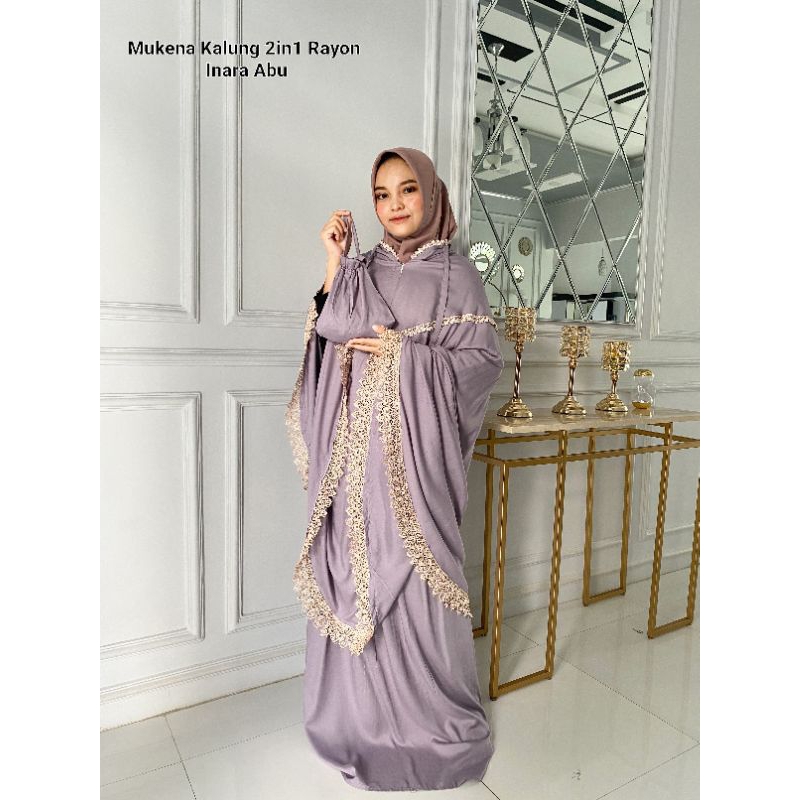 Mukena Rayon Jumbo Kalung 2in1 Polos Inara