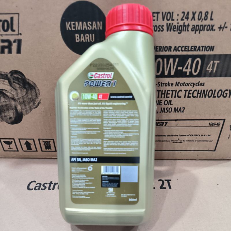 OLI CASTROL POWER 1 4T 10W-40 0,8L API SN JASO MA2 OLI MOTOR BEBEK 4T ORIGINAL CASTROL
