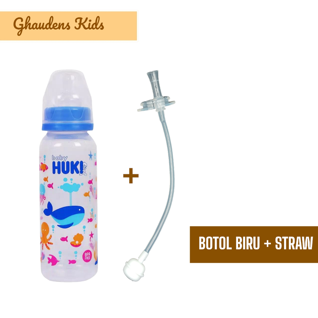 PAKET MURAH Botol Minum HUKI Lengkap + Sedotan 240ml