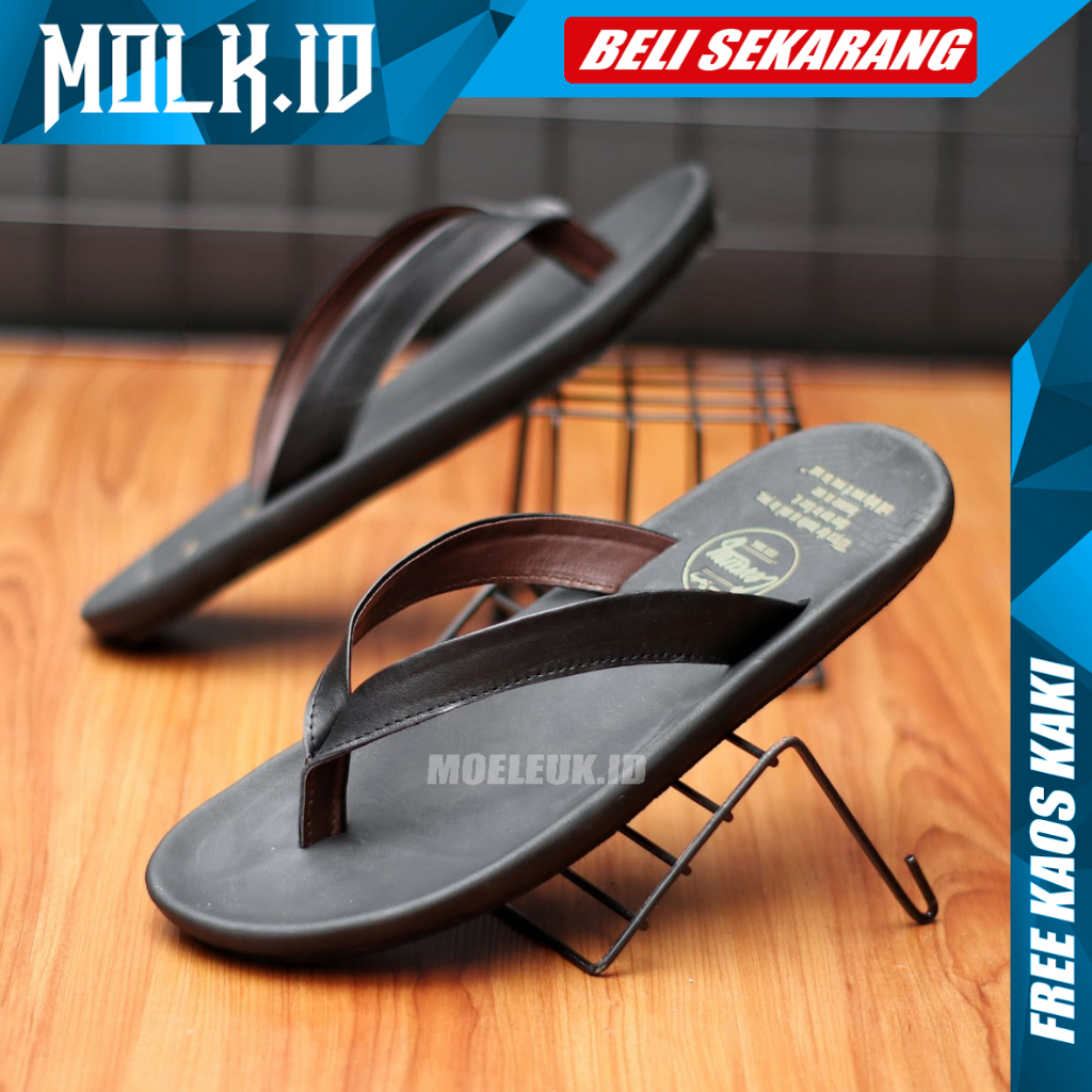 MOLK|Sandal Kasual Kulit Pria Original Model Jepit Pria Santai Ringan Brand Original CVNY Terbaru