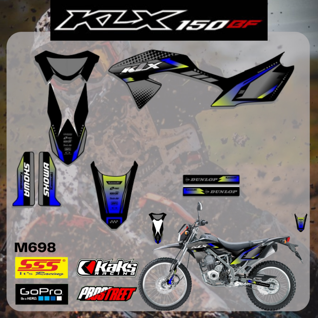 STIKER LIS STRIPING MOTOR KLX BF KODE M698 - Sticker Striping Decal List Variasi Motor Kawasaki Klx 