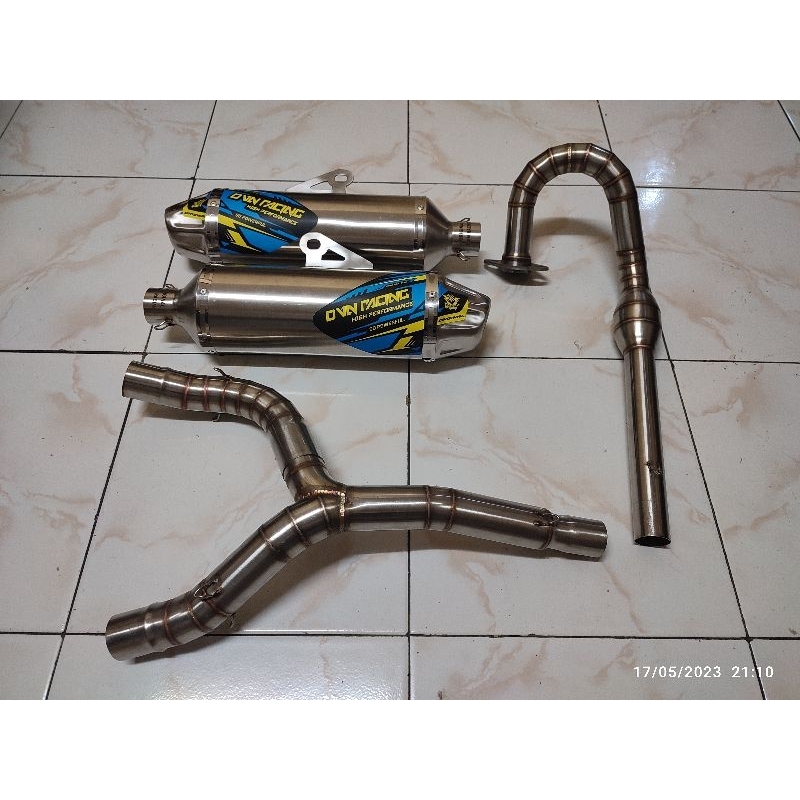 Knalpot 2Cabang Original DVN Full Stainles Ready untuk CRF,KLX, D-TRACKER,&WR 155 ( SUARA SUPER NGEB