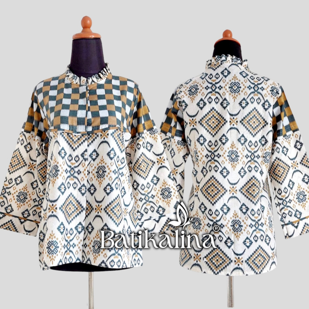 Baju Batik Wanita Modern Atasan Blouse Batik Kerja Kantor Wanita Seragam Batik M L XL XXL