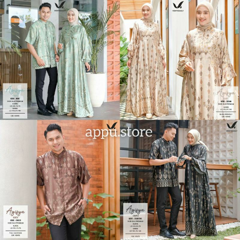 Vente Daily Agisya Couple Set Jumbo Satin Silk Premium / Baju Pasangan Kondangan Kekinian / Kurta De
