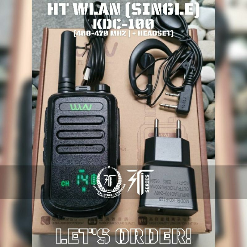 HT WLAN / HANDY TALKIE WLN KD C-100 SINGLE WITH LED INDICATOR + BONUS HEADSET HT - HITAM