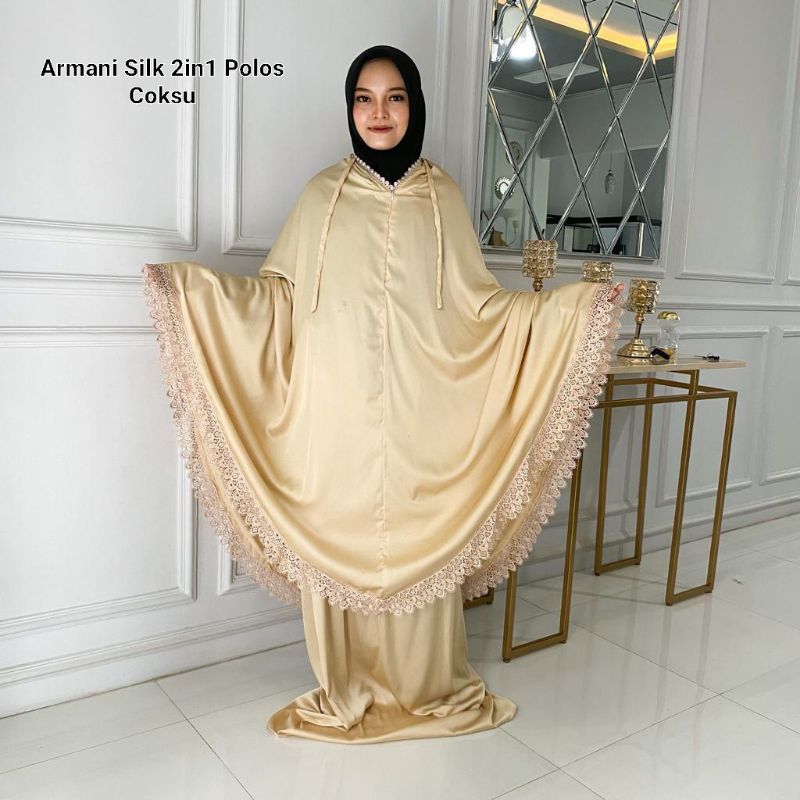 Mukena Velvet Silk 2in1 Polos Jumbo