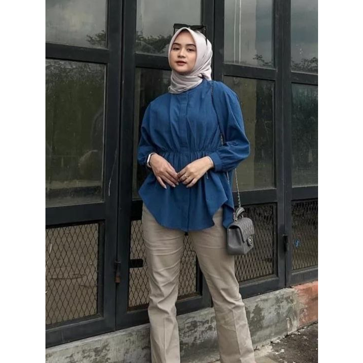 ALYA Shirt Kemeja Kerut Wanita Atasan Wanita All Size