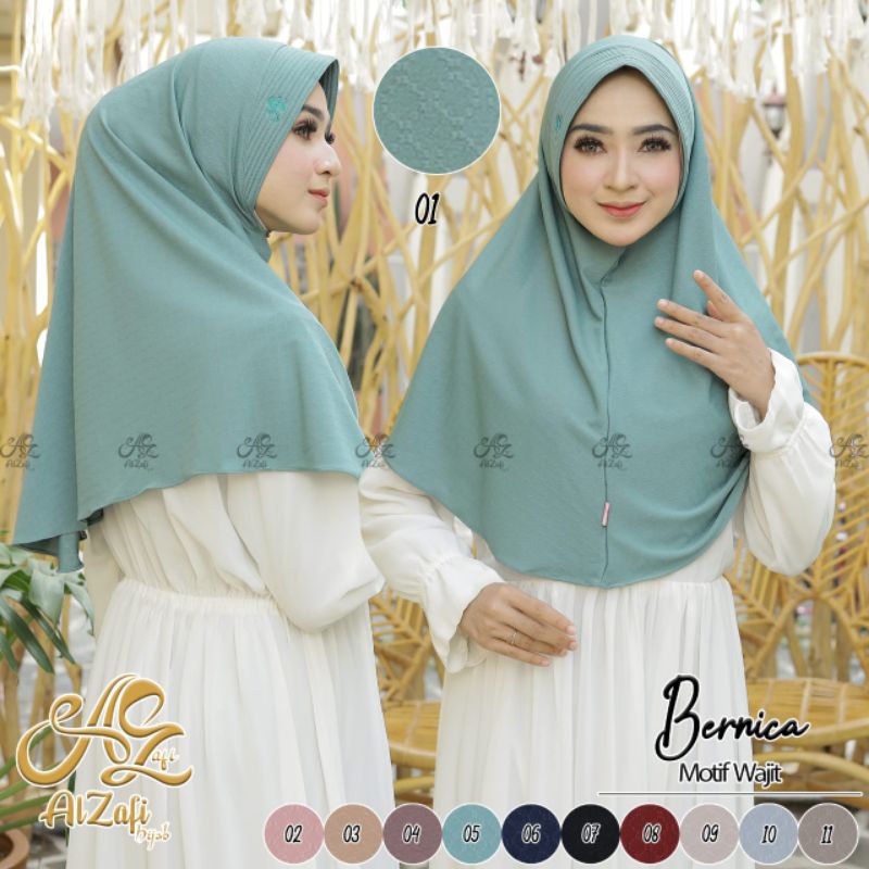 HIJAB BERGO INSTAN BERNICA MOTIF TIMBUL || BAHAN JERSEY || PRODUK ALZAFI