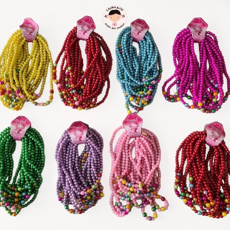 KALUNG MUTIARA MANIK ANAK 12PC WARNA GROSIR LUSINAN